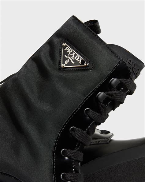 prada shoes army print|Prada Men's Nylon & Leather Triangle Logo Combat Boots.